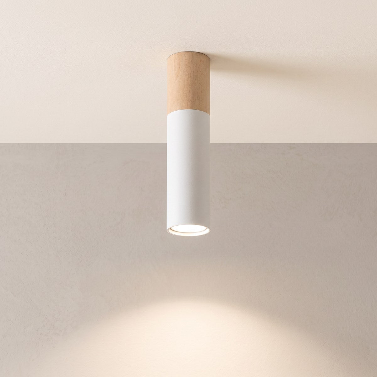 Plafonnier spot tube bois et métal de 30 cm, 2 coloris