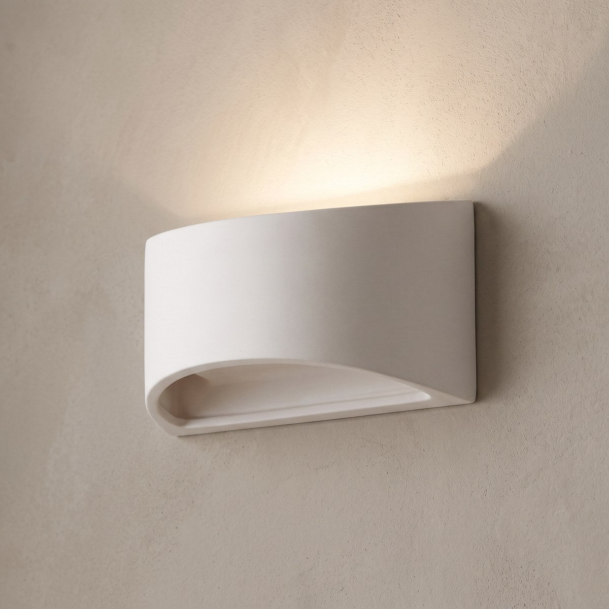 Applique murale demi-lune en céramique blanche de 31,5 cm