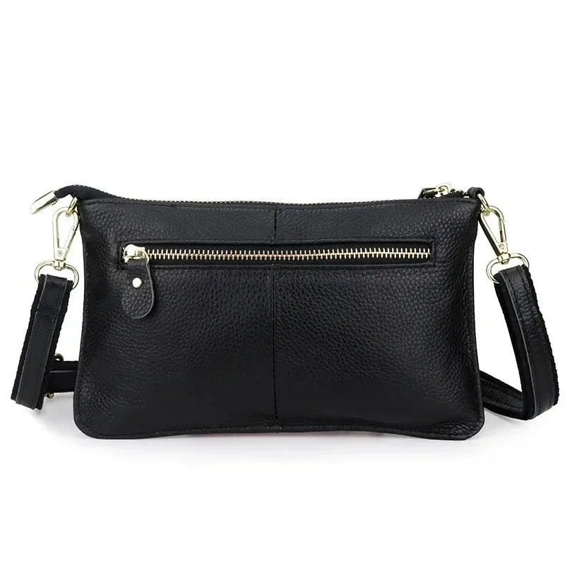 Pochette bandoulière en cuir véritable pour femme