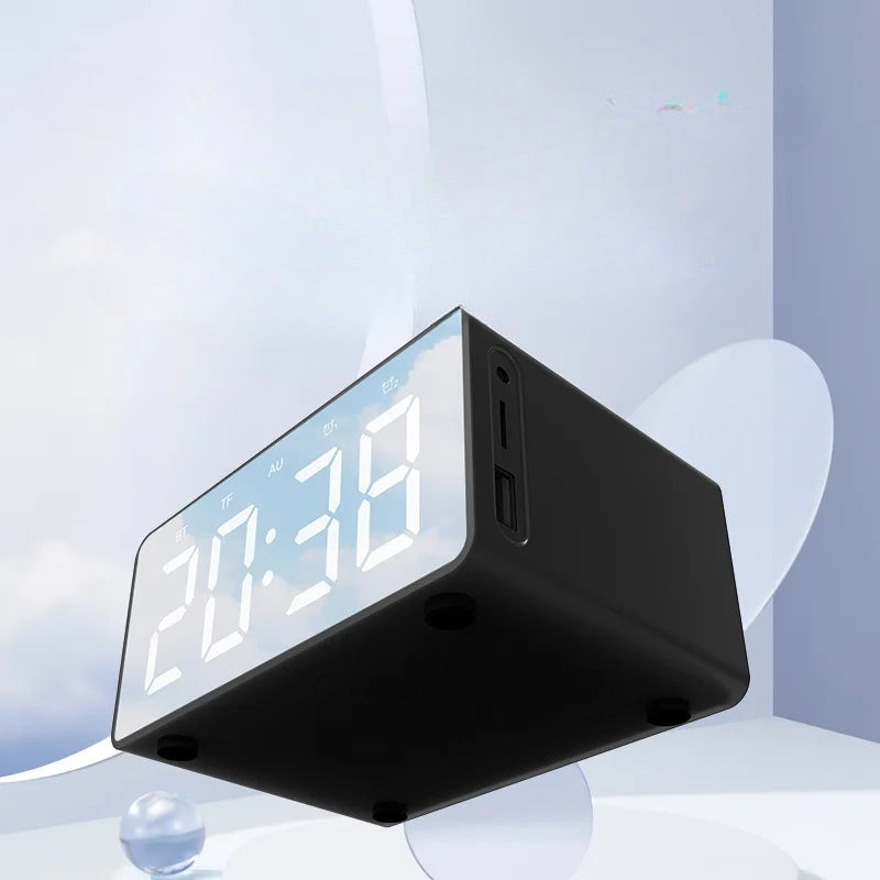Radio Réveil Design LED avec Chargeur Sans Fil et Haut-Parleur Bluetooth