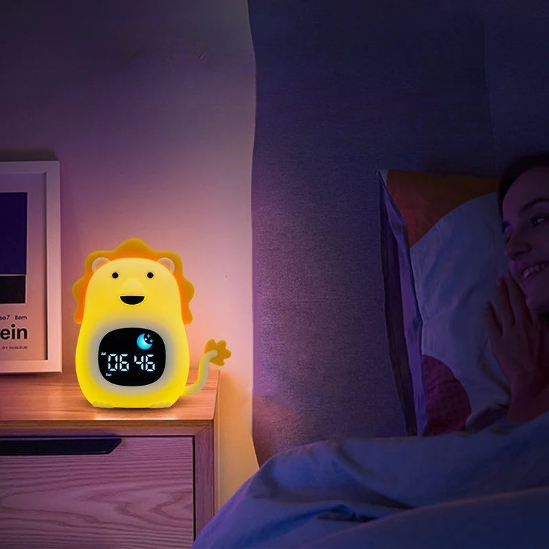 Réveil Enfant Animaux Mignons avec Veilleuse Lumineuse et Affichage Digital