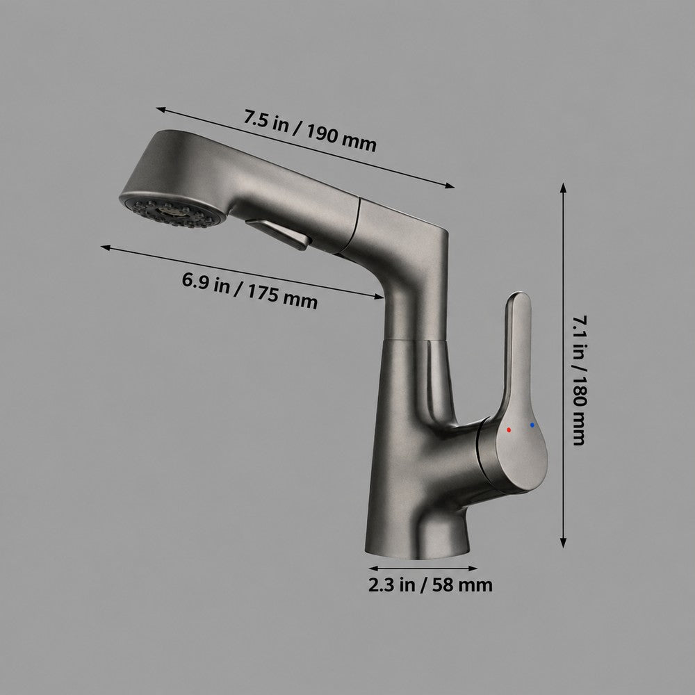 Robinet De Salle De Bain Avec Douchette Rotatif Et Rétractable