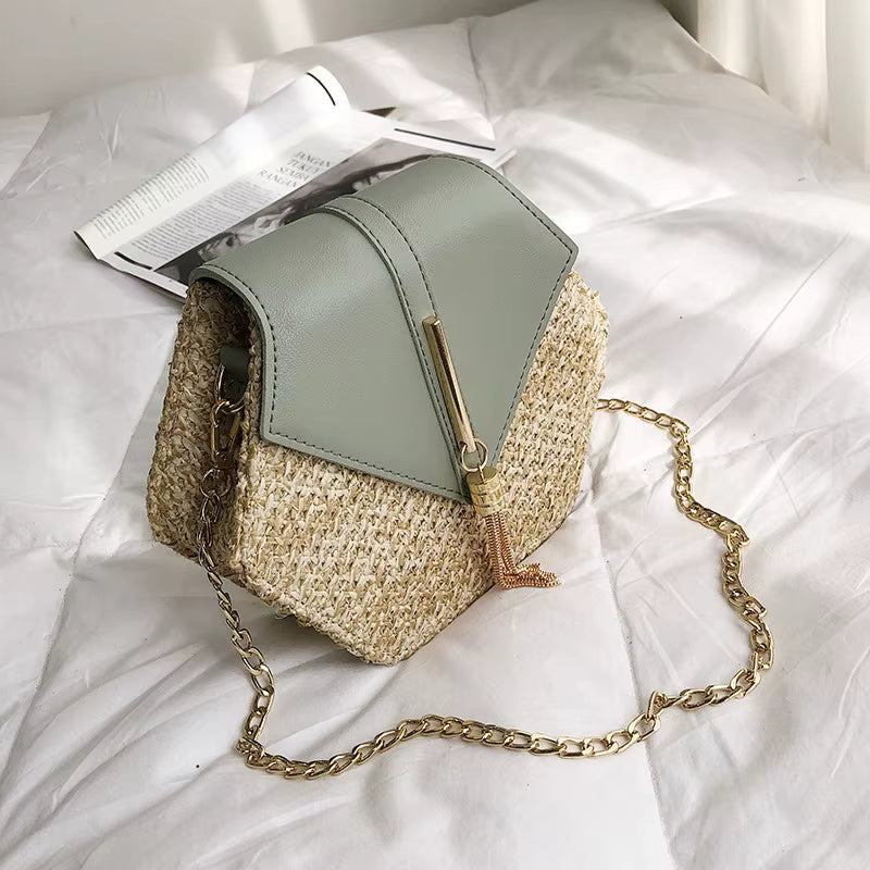 Sac bandoulière chaine en paille