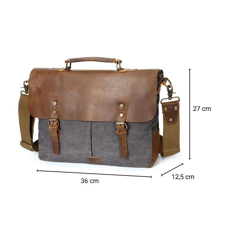 Sac besace homme en toile et cuir, authentique et style rétro