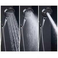 The three spray patterns side by side: full rainfall, wide mist and concentrated jet