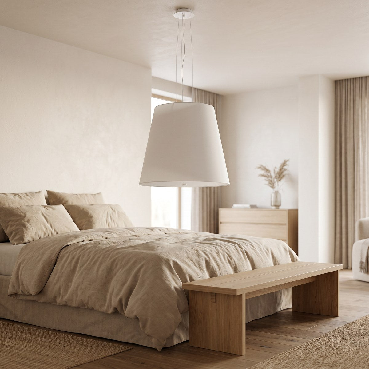Suspension abat-jour conique en tissu de 50 cm, 2 coloris