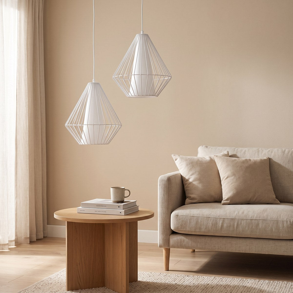 Suspension industrielle cage diamant acier, diffuseur 28 cm