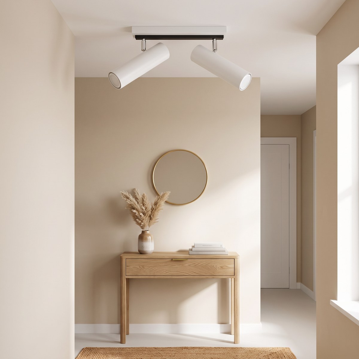 Plafonnier 2 spots cylindres orientables, 2 coloris
