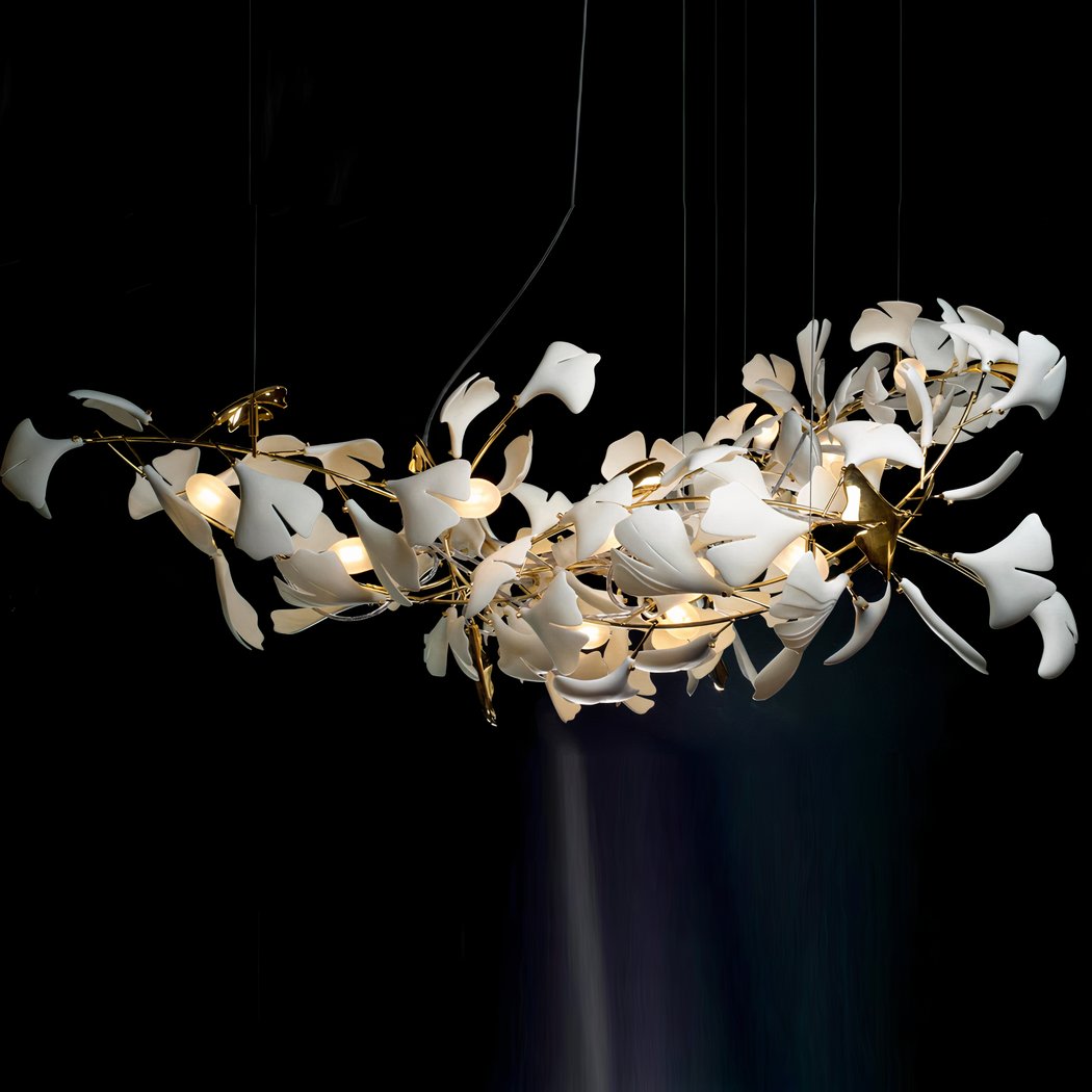 Suspension feuille blanche fine et élégante