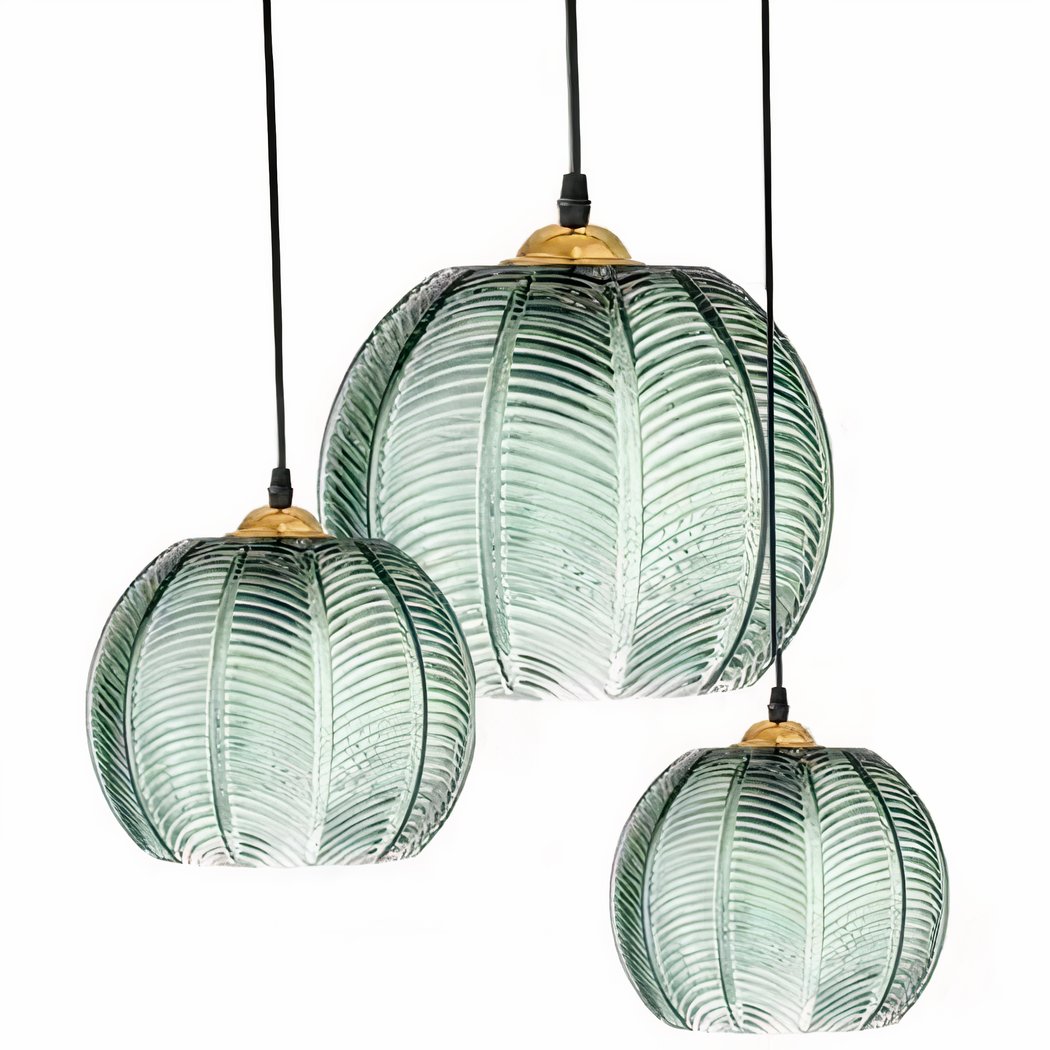 Suspension jungle en verre vert : boule nordique