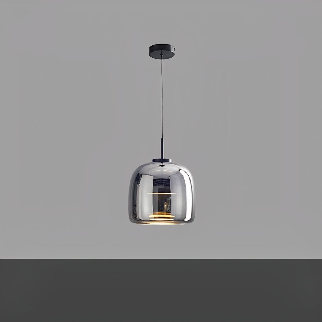 Suspension verre fumé LED : dorée ou noire, S ou M
