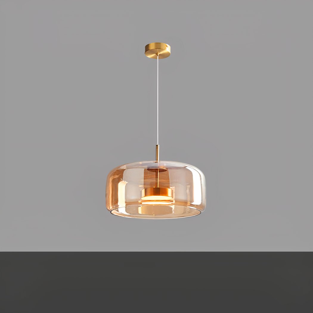Suspension verre fumé LED : dorée ou noire, S ou M