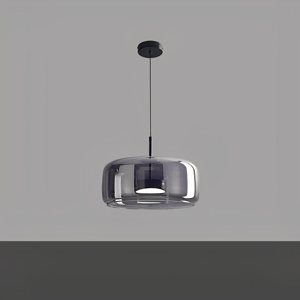 Suspension verre fumé LED : dorée ou noire, S ou M