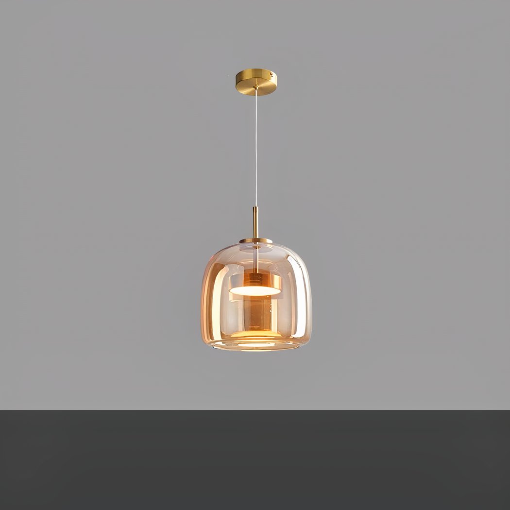 Suspension verre fumé LED : dorée ou noire, S ou M