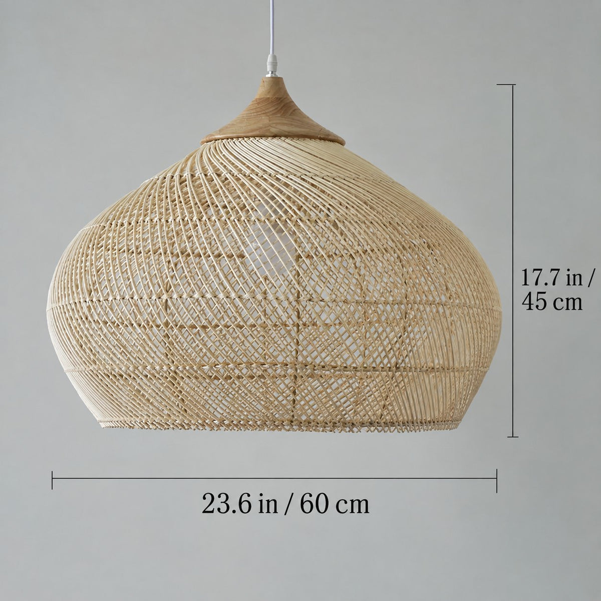 Lustre de chambre en bambou tissé à la main forme chapeau