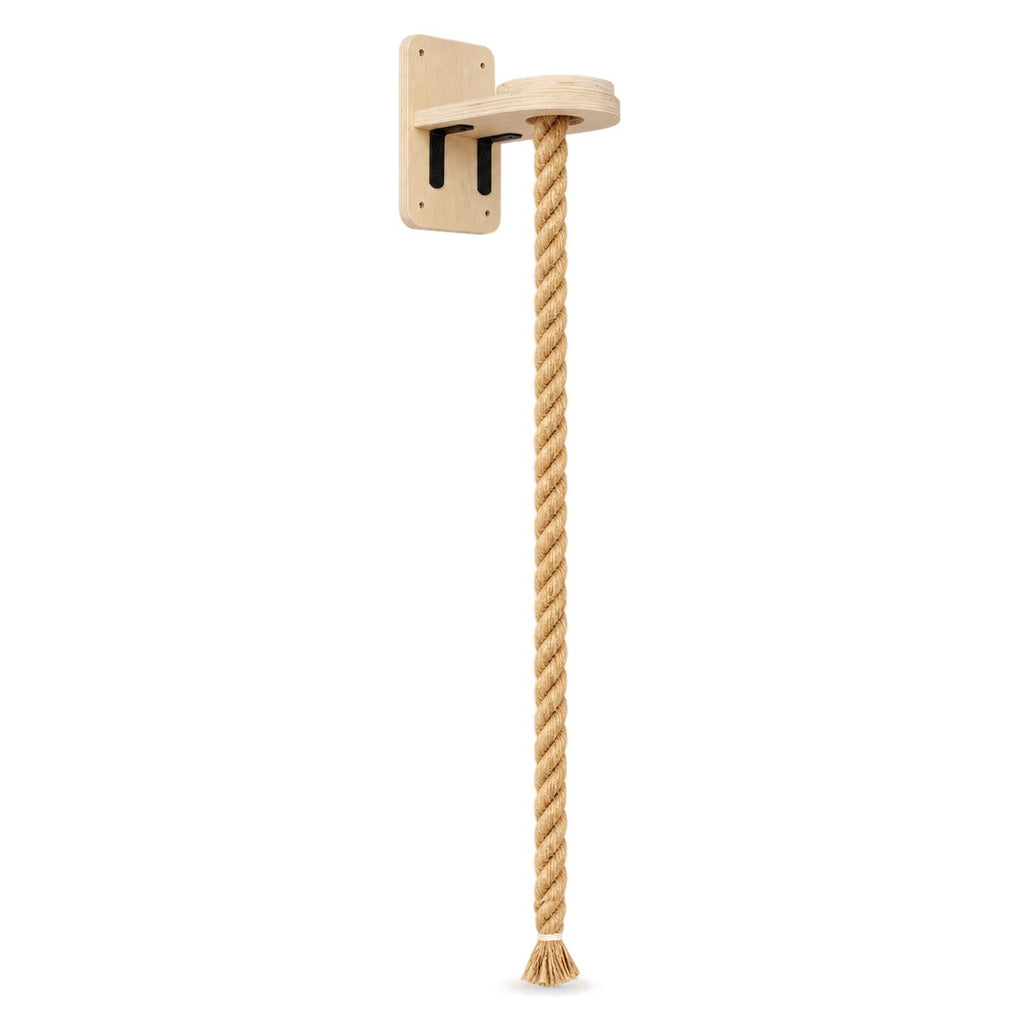 Wall-mounted cat climbing rope on white background