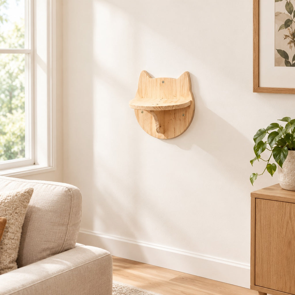 Cat Platform: pine cat-ear wall platform